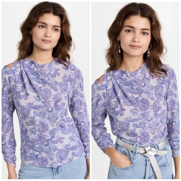 NWOT Isabel Marant Torence Paisley Silk Cut-Out Top size 38/ us size 6 - Picture 1 of 8